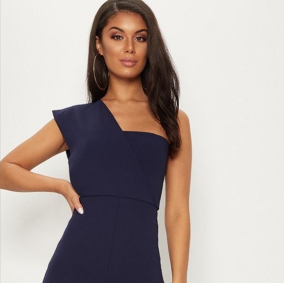 navy one shoulder jumpsuit